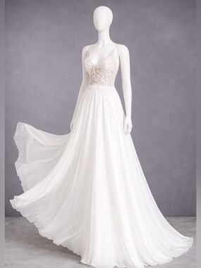 Jovani White Lace Wedding Dress
